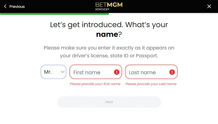 BetMGM Sportsbook Account Verification