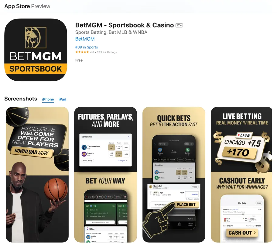 BetMGM Sportsbook mobile app preview for iPhone &amp; iPad