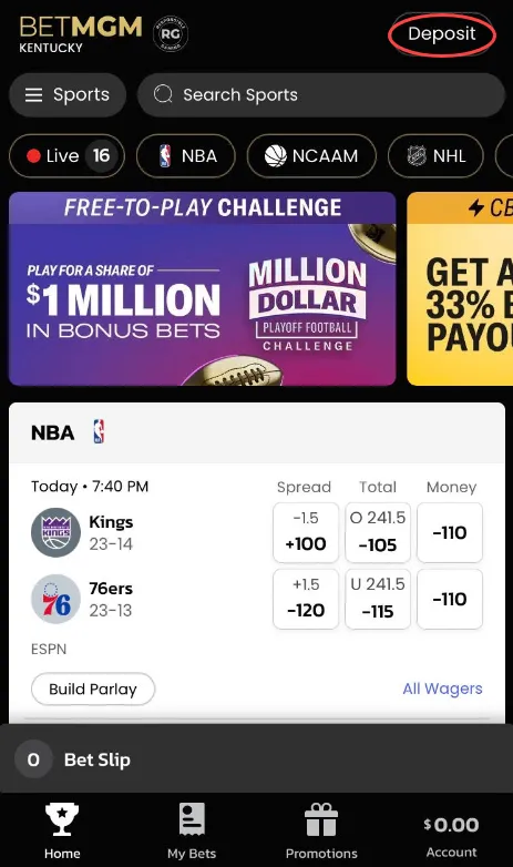 BetMGM Sportsbook Deposits