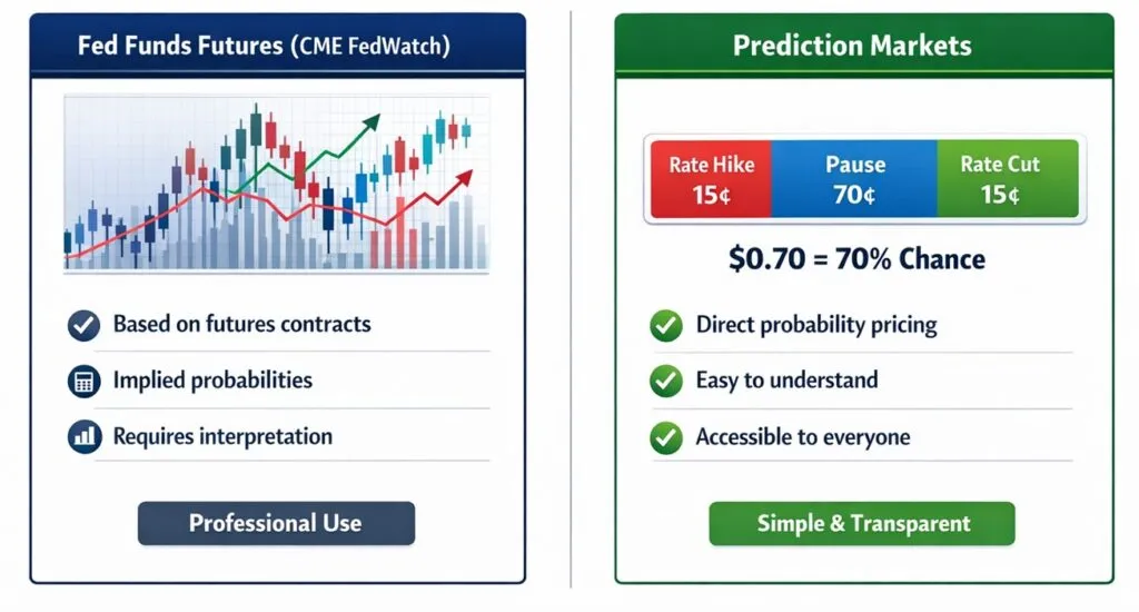 CME FedWatch compared with Fed interest rate prediction markets