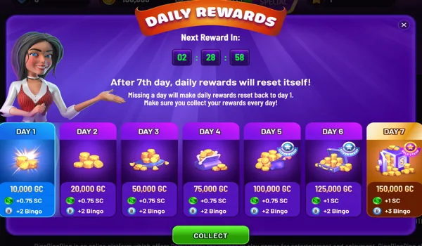 Ding Ding Ding Daily Login Rewards