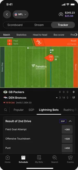Fanatics Sportsbook Lightning Bets in the mobile app