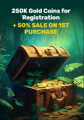 Fortune Wheelz Casino promotion banner featuring 50% bonus sale on your first Gold Coins purchase