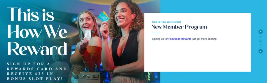 Foxwoods Rewards new member sign-up bonus promotion offering $25 in free slot play