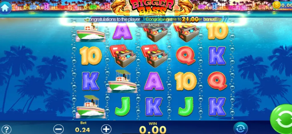 Bigger Bass slot game screen on Game Vault 999 Casino