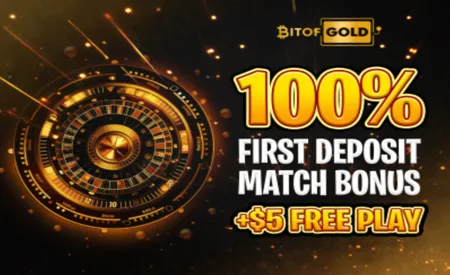 Game Vault 777 first deposit match bonus showing a 100% match plus $5 in free play