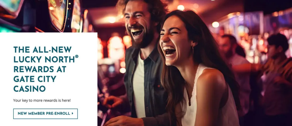 Lucky North Rewards program at Gate City Casino in New Hampshire, where new members receive up to $50 in free play