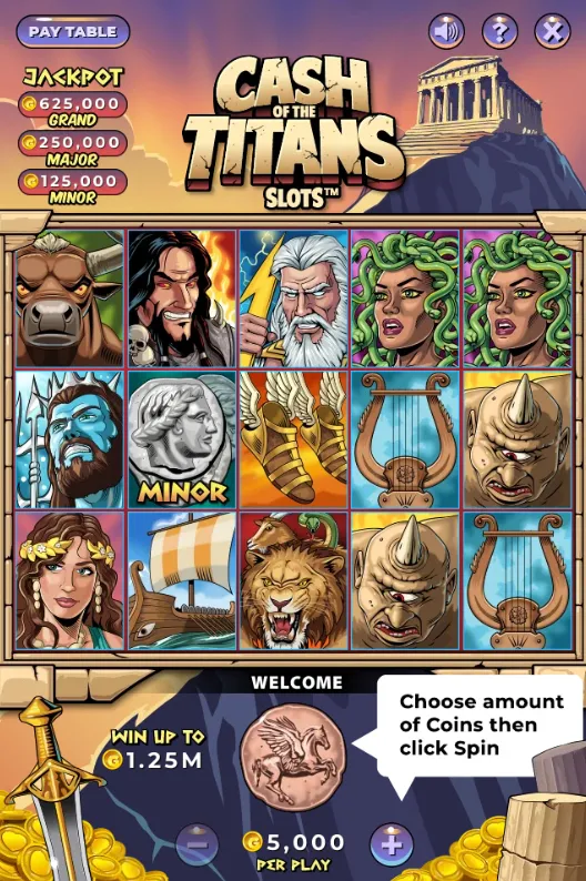 Playing Cash of the Titans slot at a South Dakota online sweepstakes casino