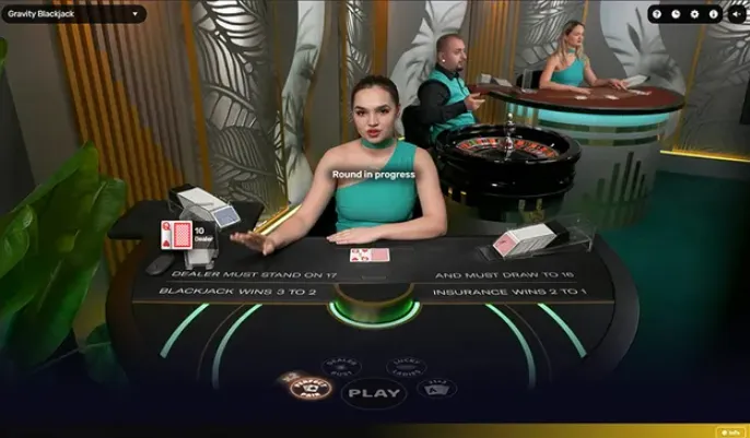 Gravity Blackjack live dealer game being played at Hello Millions Casino