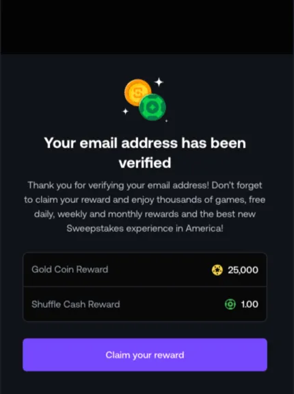 Shuffle.us no-deposit welcome bonus added after email verification
