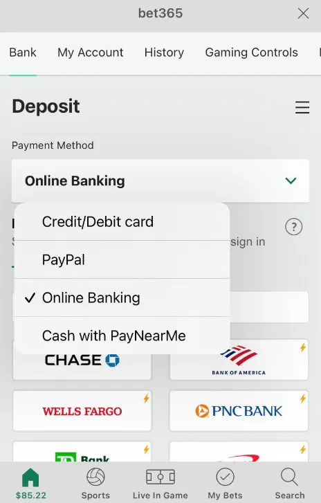 bet365 Sportsbook Payment Methods
