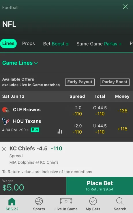 bet365 Sportsbook Bet Slip