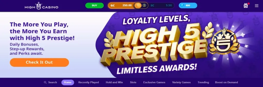 High 5 Prestige loyalty rewards program